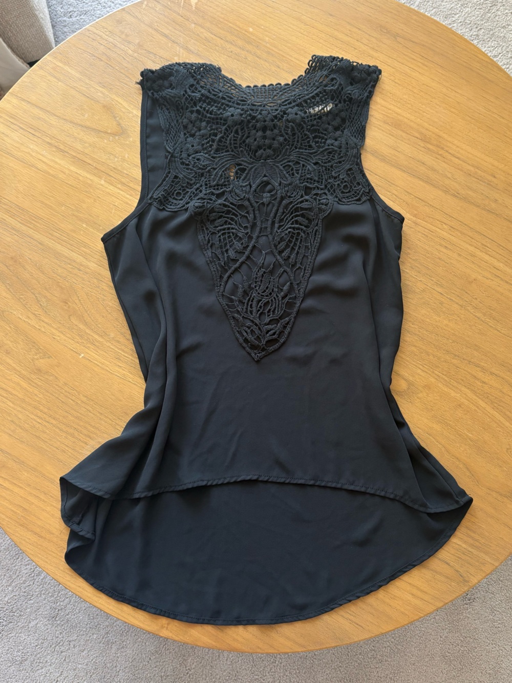 Women’s Black Crochet-Detail Sleeveless Women's Top